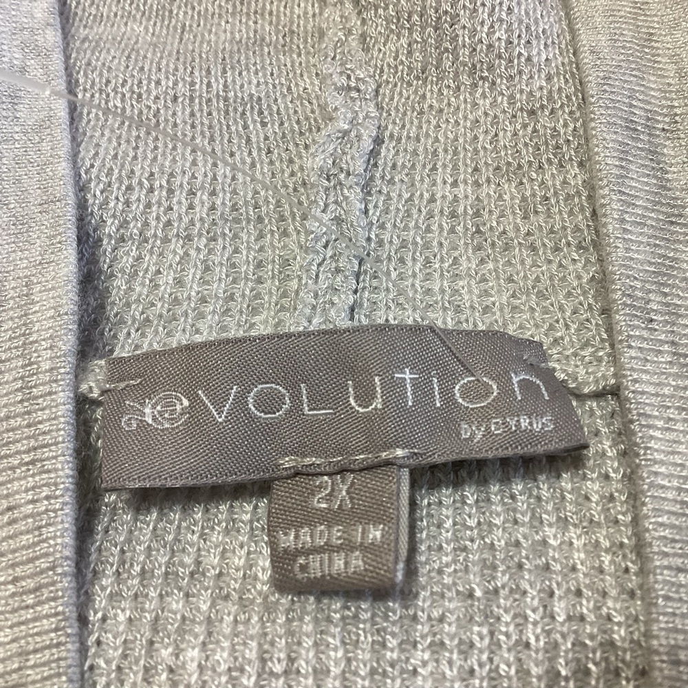 NWOT Evolution by Cyrus Gray Green Colorblock Waffle Knit Hoodie 2X Baseball - Picture 3 of 7